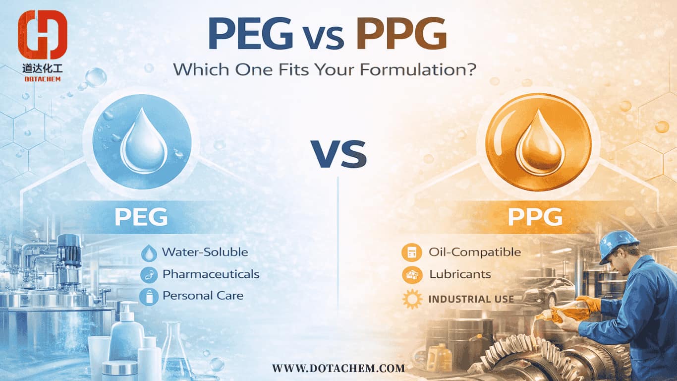 Polyethylene Glycol (PEG) बनाम Polypropylene Glycol (PPG): तपाईको ढाँचाको लागि कुन सही छ?